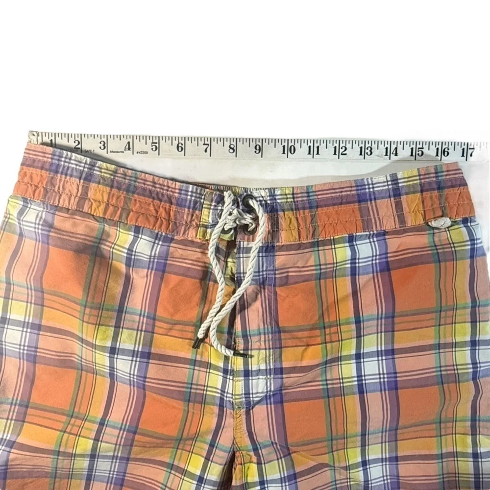 Polo Ralph Lauren Madras Plaid Orange Multicolor Swim Trunks Shorts XL Preppy